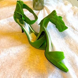 Green Peep Toe Suede Heel